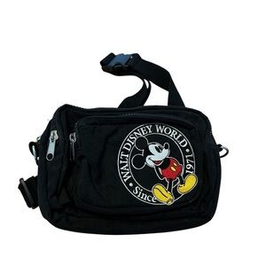 Vintage Disney World Parks Nylon Mickey Mouse Black Fanny Pack Bag